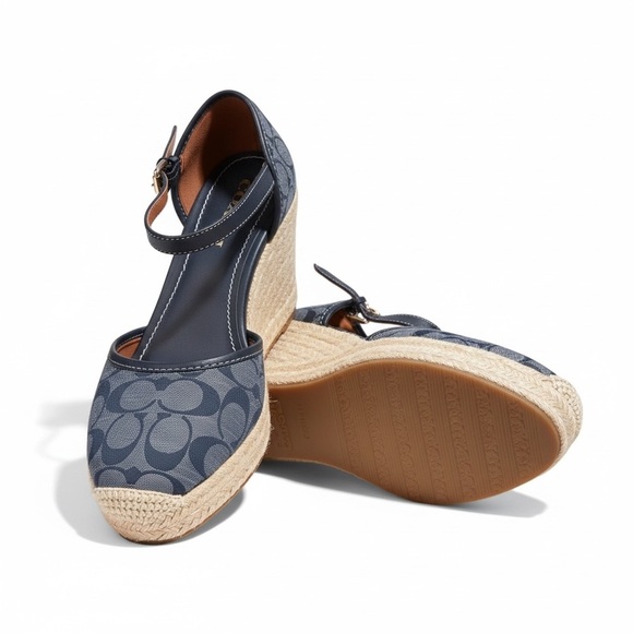 Coach Shoes - Coach Kimberly Signature Chambray Espadrille Wedges Size 9.5